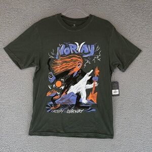 Roark Gnarway men’s medium Tundra green Graphic Tee shirt pullover stretch surf